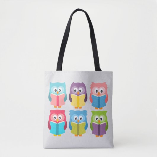 Cute reading owls tote bag (Voorkant)