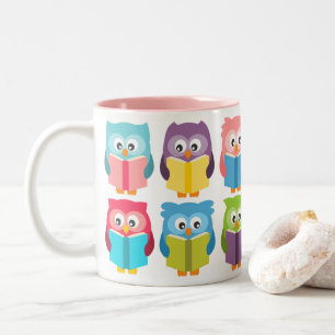 Cute reading owls tweekleurige koffiemok