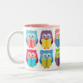 Cute reading owls tweekleurige koffiemok (Links)