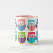 Cute reading owls tweekleurige koffiemok (Center)