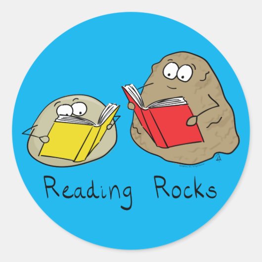 Cute Reading Rocks Librarian Book Lovers Ronde Sticker (Voorkant)