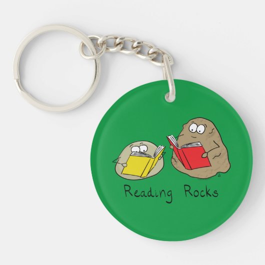 Cute Reading Rocks Librarian Book Lovers Sleutelhanger (Voorkant)