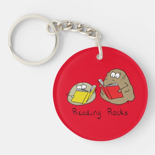 Cute Reading Rocks Librarian Book Lovers Sleutelhanger (Voorkant)