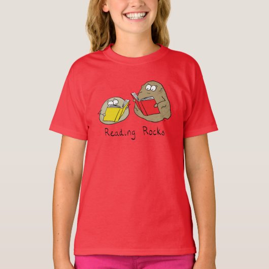 Cute Reading Rocks Librarian Book Lovers T-shirt (Voorkant)