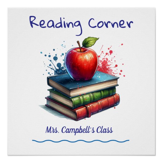  Cute Reading School CLASSROOM Poster Personalize (Voorkant)