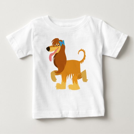 Cute Ready Cartoon Afghan Hound Baby T-Shirt (Voorkant)