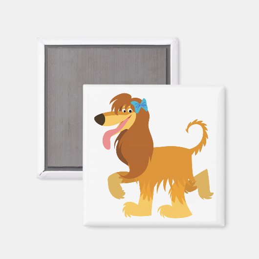 Cute Ready Cartoon Afghan Hound Magnet (Voorkant / Achterkant)