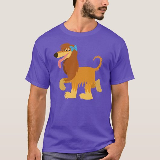 Cute Ready Cartoon Afghan Hound T-Shirt (Voorkant)