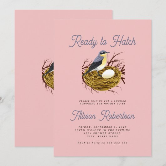 Cute Ready to Hatch-Baby shower Kaart (Voorkant / Achterkant)