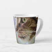 Cute Realistic Cat Face Coffee Mug Latte Mok (Rechterhoek)