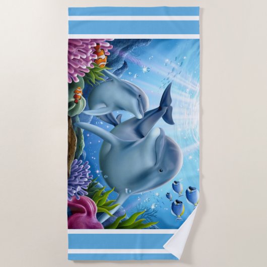 Cute Realistic Dolphins Strandlaken (Voorkant)
