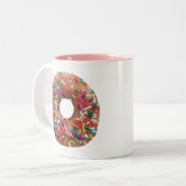 Cute Realistic Donut Sprinkles Pink Tweekleurige Koffiemok (Voorkant links)