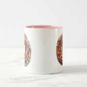 Cute Realistic Donut Sprinkles Pink Tweekleurige Koffiemok (Center)