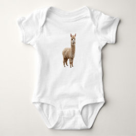 Cute Realistische Fluffy Alpaca Foto Baby Bodysuit