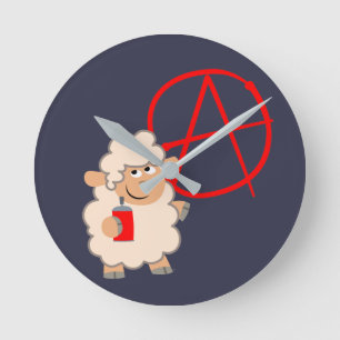 Cute rebellious Cartoon Sheep Ronde Klok