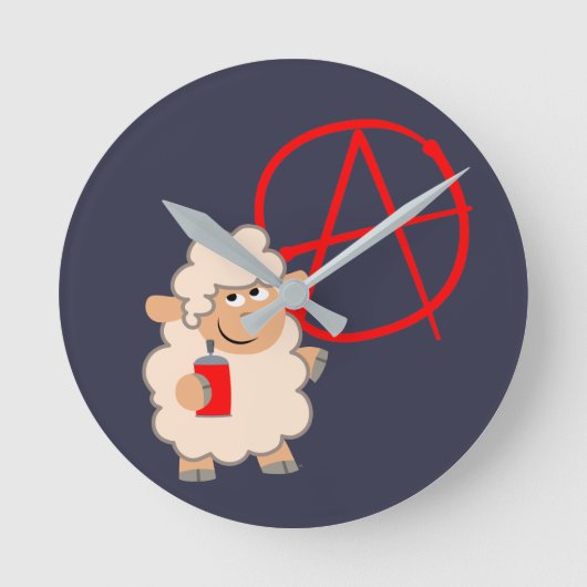 Cute rebellious Cartoon Sheep Ronde Klok (Voorkant)