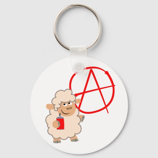 Cute rebellious Cartoon Sheep Sleutelhanger (Voorkant)