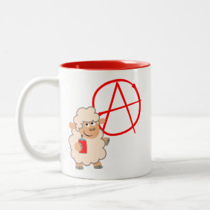 Cute rebellious Cartoon Sheep Tweekleurige Koffiemok