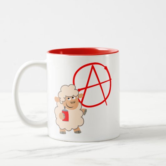 Cute rebellious Cartoon Sheep Tweekleurige Koffiemok (Links)