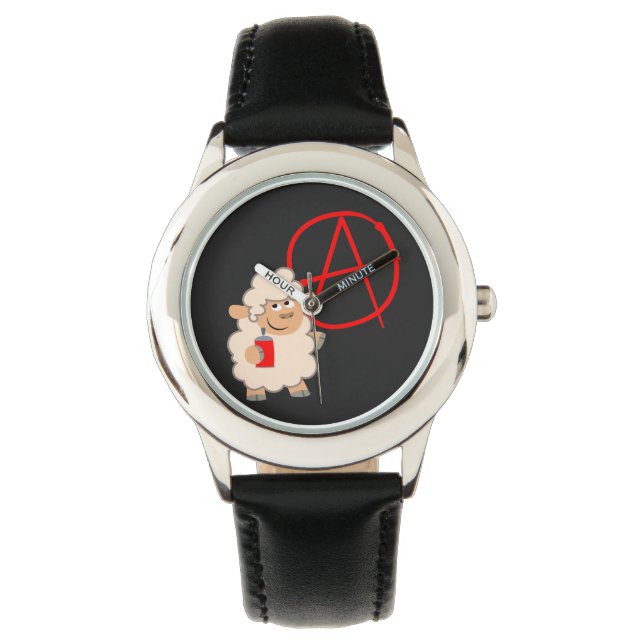 Cute Rebellious Cartoon Sheep Watch Horloge (Voorkant)