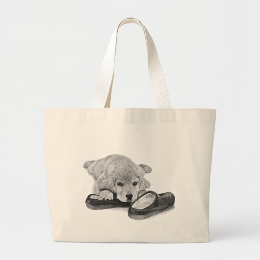 Cute recovery puppy dog zwart-wit grote tote bag (Voorkant)