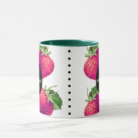 Cute Red-aardbeien voegen Jouw naam en Initiaal to Mok (Midden)