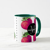 Cute Red-aardbeien voegen Jouw naam en Initiaal to Mok (Voorkant rechts)