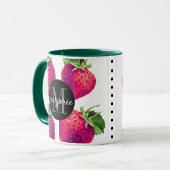 Cute Red-aardbeien voegen Jouw naam en Initiaal to Mok (Voorkant links)