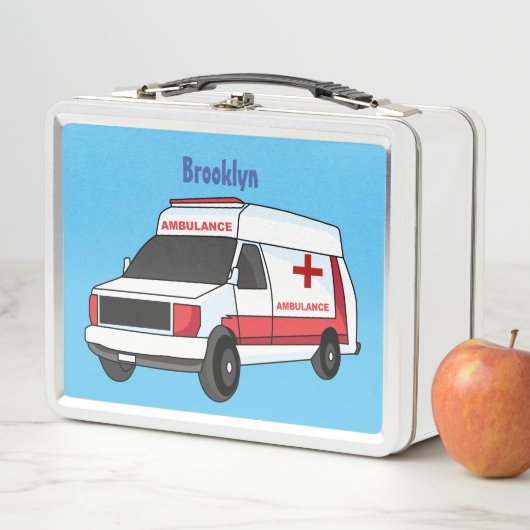 Cute red ambulance van cartoon (In situ)