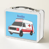 Cute red ambulance van cartoon (Achterkant)