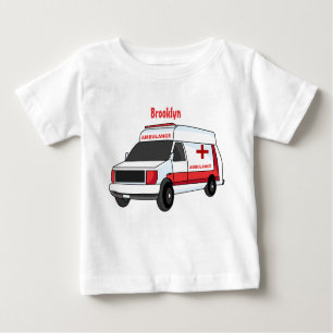 Cute red ambulance van cartoon