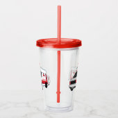 Cute red ambulance van cartoon acryl drinkbeker (Rechts)
