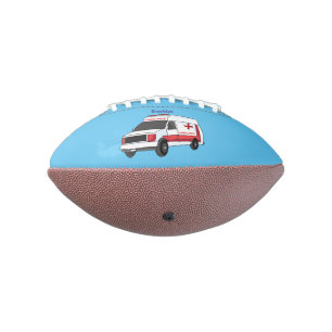 Cute red ambulance van cartoon american football