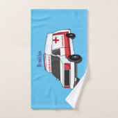 Cute red ambulance van cartoon bad handdoek (Handdoek)