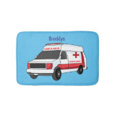 Cute red ambulance van cartoon badmat (Voorkant)