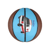 Cute red ambulance van cartoon basketbal (Verticaal)