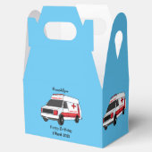 Cute red ambulance van cartoon bedankdoosjes (Geopend)