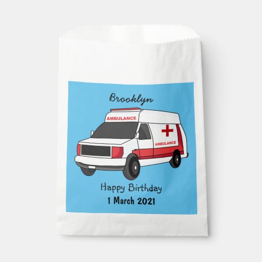 Cute red ambulance van cartoon bedankzakje (Voorkant)