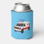 Cute red ambulance van cartoon blikjeskoeler (Blikje Achterkant)