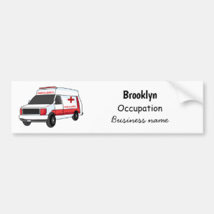 Cute red ambulance van cartoon bumpersticker
