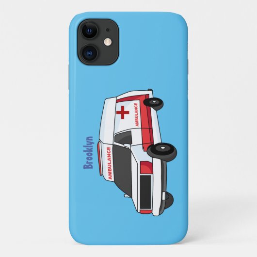 Cute red ambulance van cartoon Case-Mate iPhone case (Achterkant)