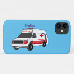 Cute red ambulance van cartoon Case-Mate iPhone case