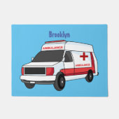 Cute red ambulance van cartoon deurmat (Voorkant)