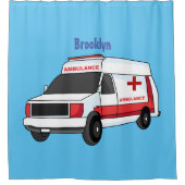 Cute red ambulance van cartoon douchegordijn (Voorkant)
