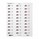 Cute red ambulance van cartoon etiket (Full Sheet)