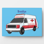 Cute red ambulance van cartoon fotoplaat (voorkant)