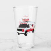 Cute red ambulance van cartoon glas (Voorkant)