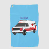 Cute red ambulance van cartoon golfhanddoek (Voorkant)