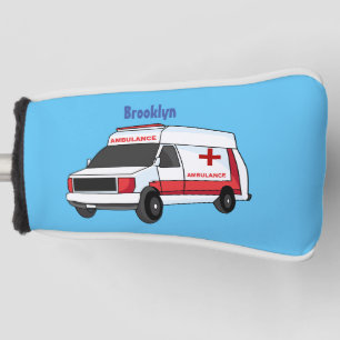 Cute red ambulance van cartoon golfheadcover