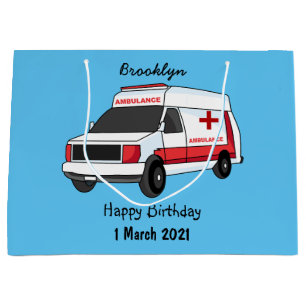 Cute red ambulance van cartoon groot cadeauzakje
